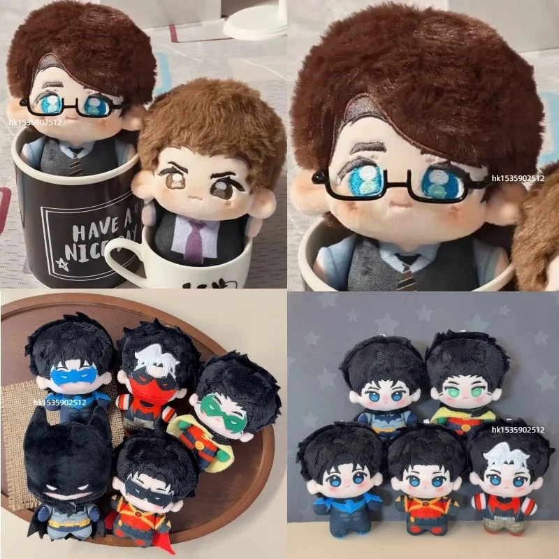 New 10cm Anime Batman Bruce Clark Plush Pendant Doll Toy Cute Mini Wayne Kent Stuffed Keychain Anime Peripheral Gifts For Fans