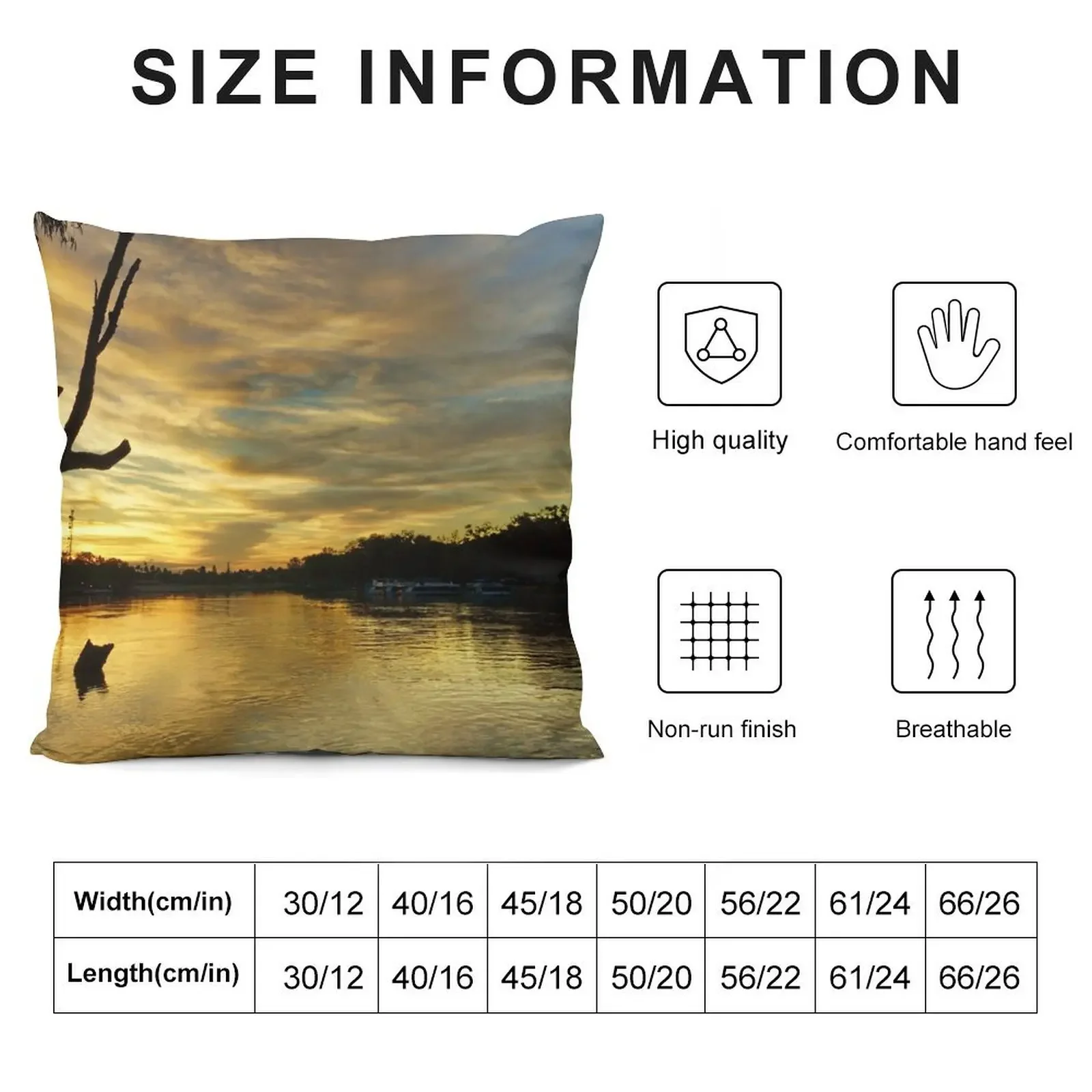 Murray River Sunset - Mildura, Victoria Throw Pillow Embroidered Cushion Cover Sofas Covers Sofa Cushion pillow