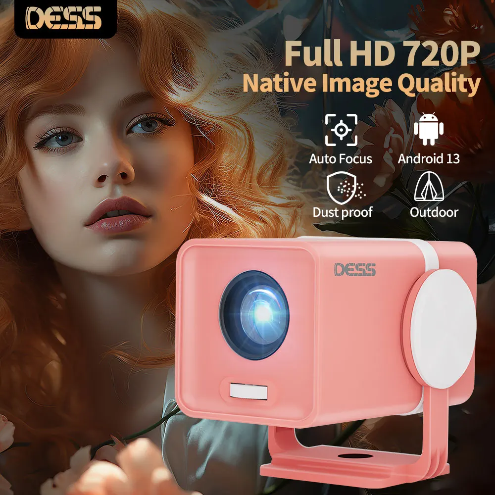 

DESS 4K Projector Android 13 1280*720P Dual Wifi 180° Flexible BT5.0 Cinema Outdoor Portable Projector Power Bank Power Supply