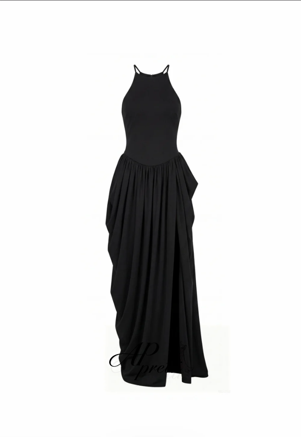 AP pretti Sexy Black O-Neck Mermaid Evening Gown Dress Sleeveless Side High Slit Pleat Party Dress Customized Prom Gown ﻿ ﻿