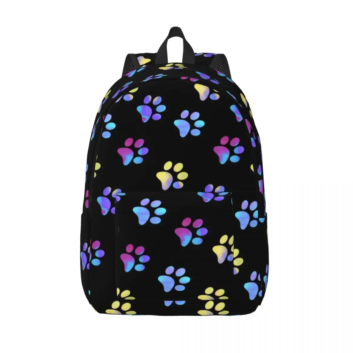 

Blue Yellow Galaxy Paw Prints Canvas Backpack for Women Men Waterproof College School Pretty Puppy Pet Bag Print Bookbags