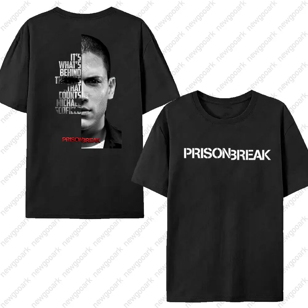 \Prison Break المسلسل التلفزيوني مايكل سكوفيلد القطن تي شيرت الشارع الشهير الهيب هوب تي شيرت تي شيرت للرجال النساء قصيرة الأكمام للجنسين