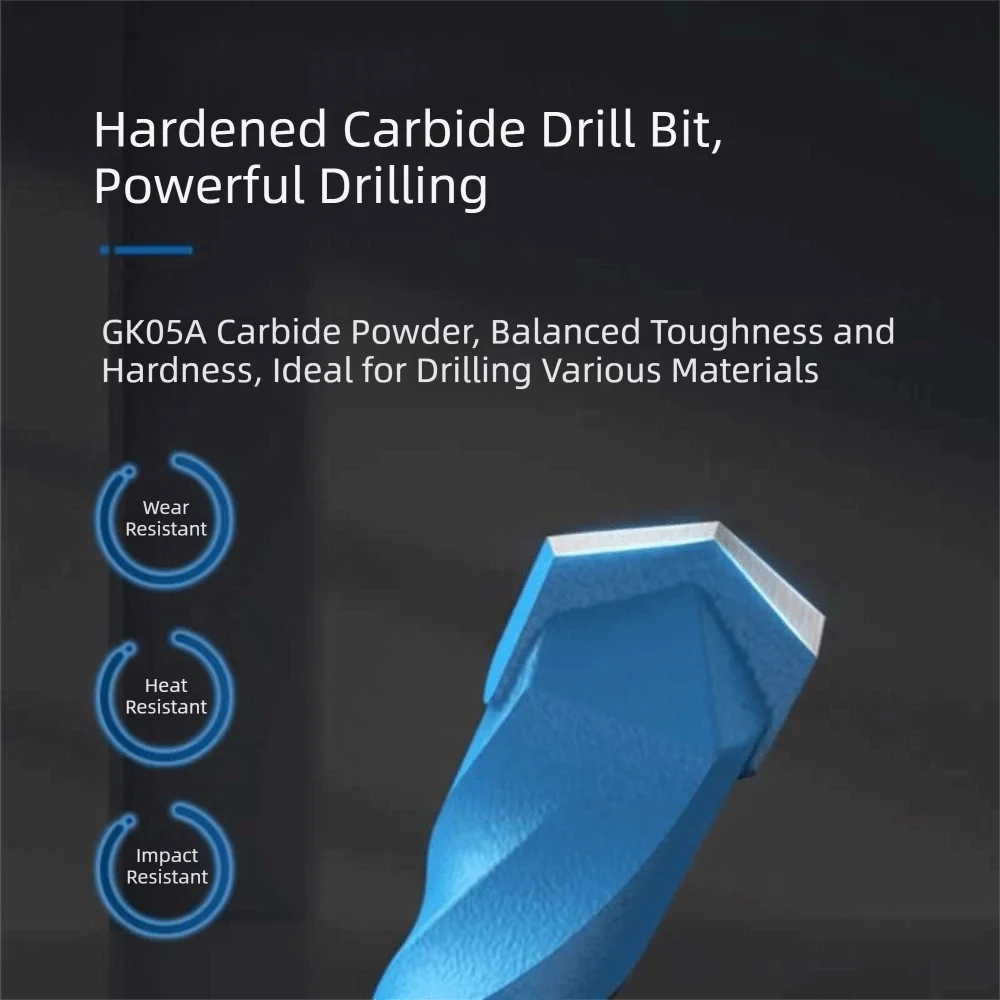 

6pcs/box Carbide-Tipped Cutting Head Hex Shank Drill Bit Set Wear-Resistant Finish Carbide-Tipped Drill Bit