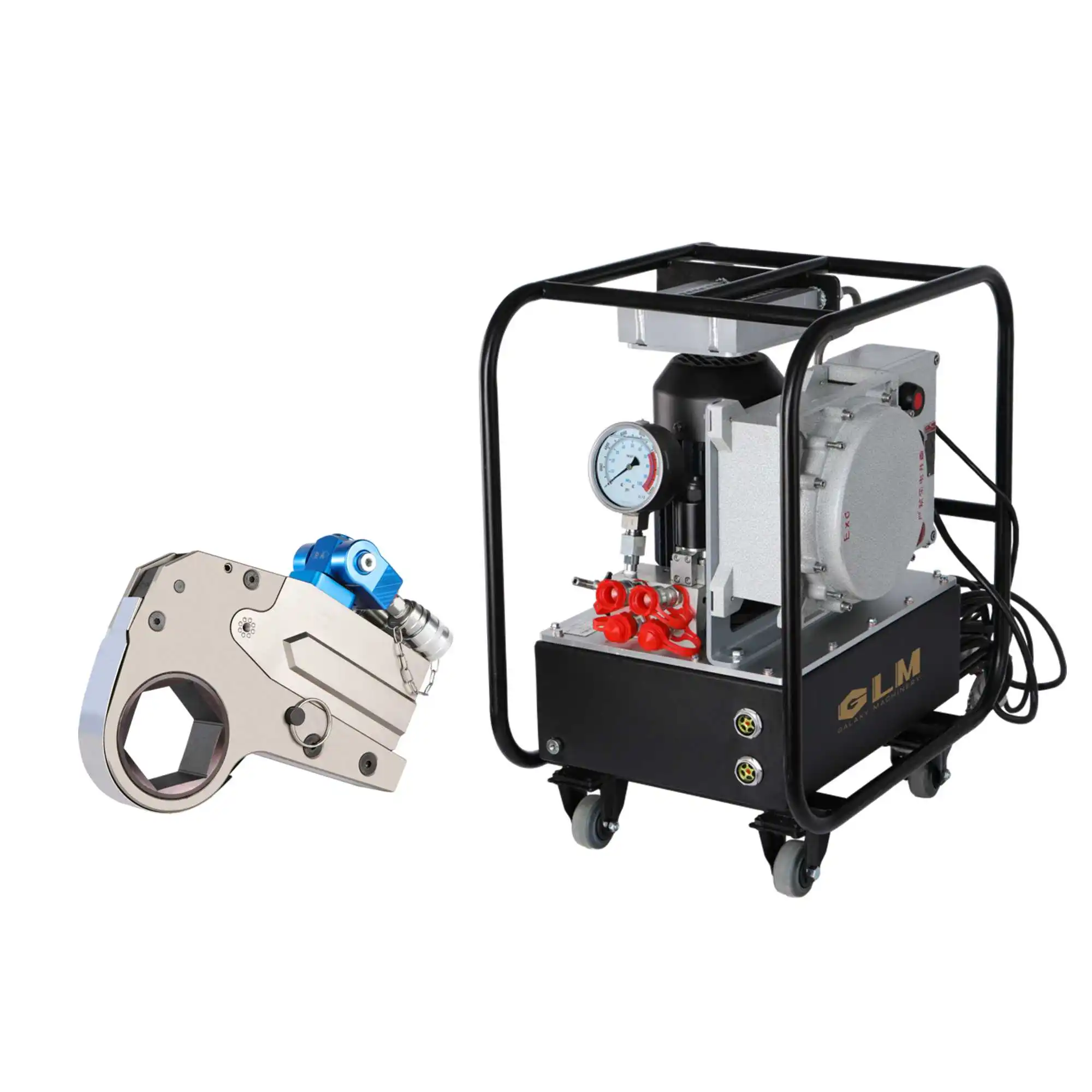 Ultra-Thin Hollow Hydraulic Torque Wrench with Tool-Free Adjustable Reaction Arm for Fast On-Site Bolt Tightening