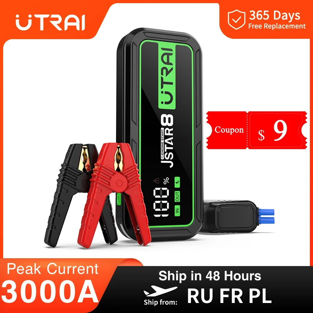 UTRAI Car Jump Starter Power Bank 3000A 20000mAh Starting Device Auto Emergency Battery Booster Jump Starter Car Battery Starter