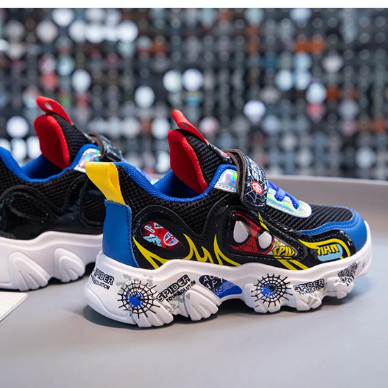 Disney sapatos casuais das crianças dos desenhos animados tênis de moda para meninos tênis de corrida solas macias estudantes basquete esporte azul