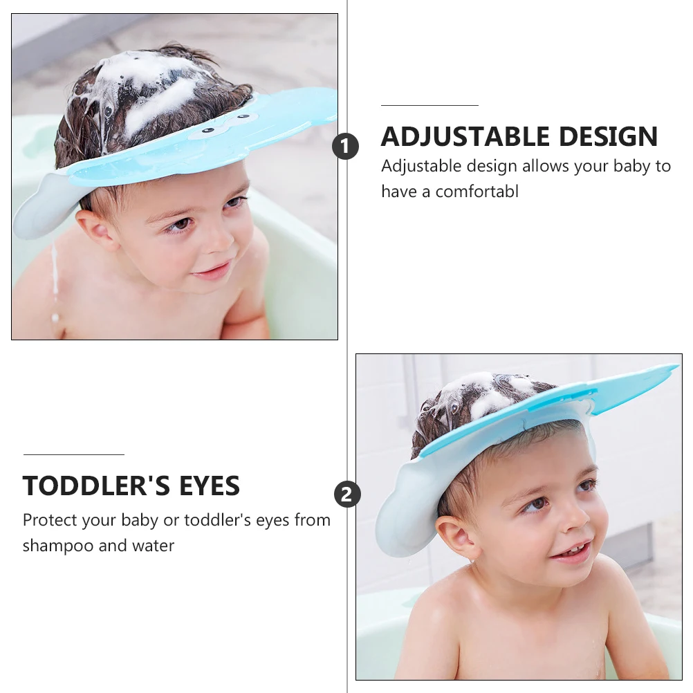 

Waterproof Shampoo Hat Baby Bathing Cap Blue Infant Shower Accessories Ear Protection Adjustable TPE PP Easy Eyes