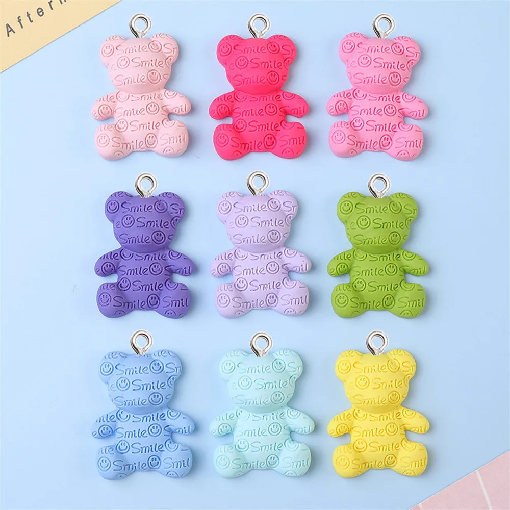 10Pcs Big Cartoon Letter Bear Resin Charms DIY Trendy Jewelry Findings Handmade Pendant Girl Boy Bags Keychain Decor Accessories