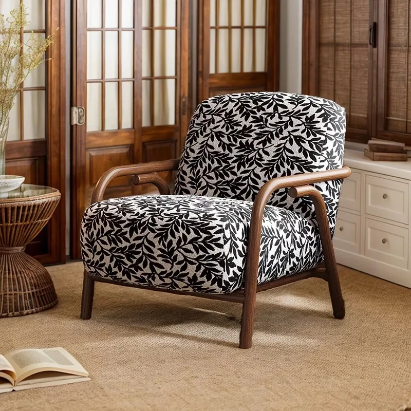 Living room balcony retro sofa chair casual modern simple light luxury tiger stool antique lazy