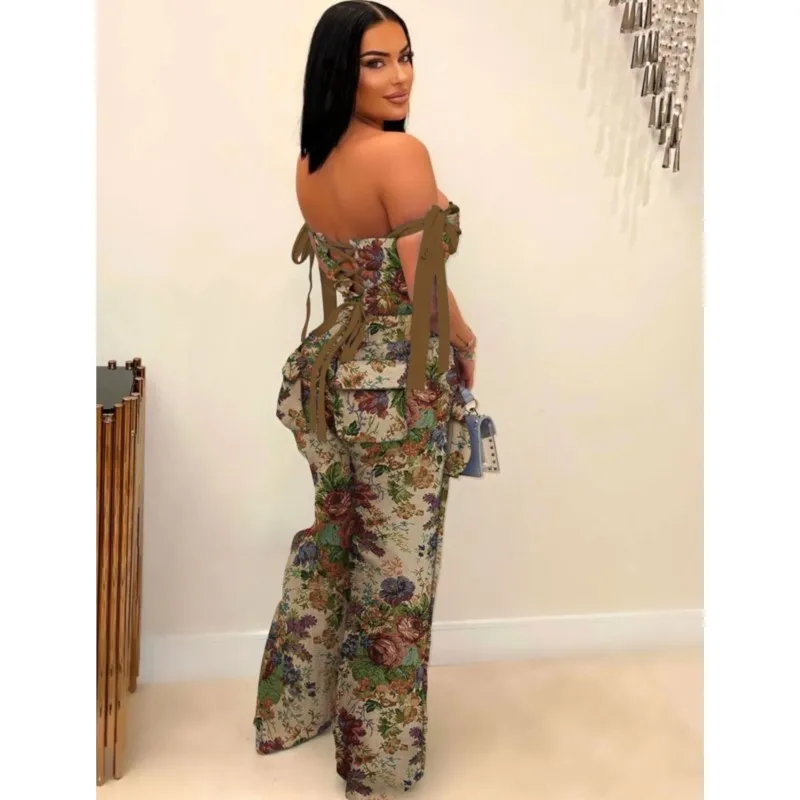 Women Leopard Oil Painting Two-piece Set Summer Temperament Sexy Full Body Printed Pattern Comfortable Casual Club Party Outfits