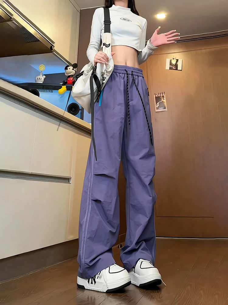 

Qui Dry Ice Silk Men's Summer Casual Pants Straight Leg Hiking Mountain Climbing Workwear Trousers Umbrella Soldier Sle