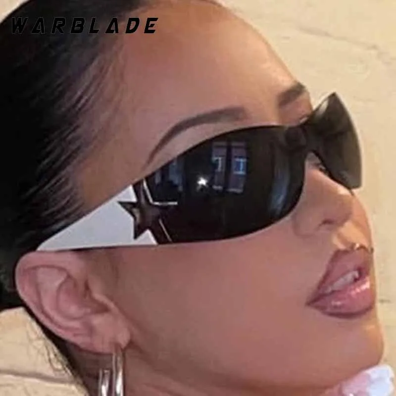 

Y2K Rimless One-Piece Women's Sunglasses Wrap Around Men Sunglass Trending Designer Star Punk Street Photography Goggles UV400