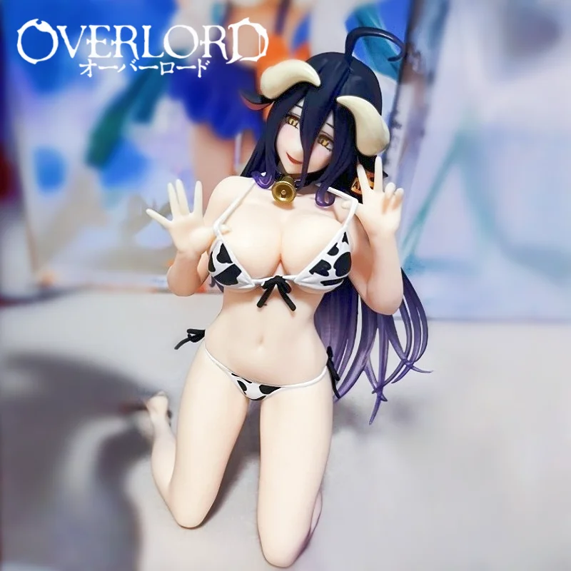

13cm Taito Overlord Albedo Cow Patterned Swimsuit Version Anime Figure Cute Car Decoration Action Toy for Desktop Collection