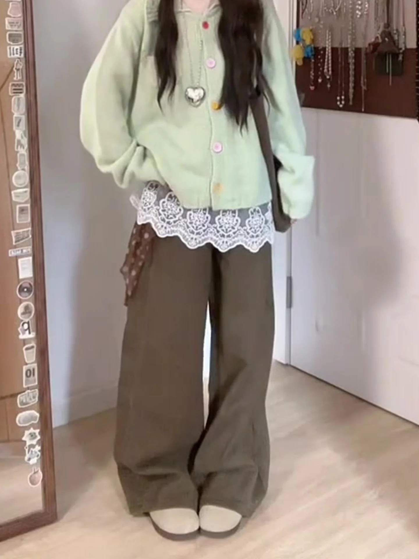 

High Waist Wide Leg Retro Denim Jeans Women's Coffee Color Straight Cut Spring Summer New Style Cozy Lazy Style Slim Fit