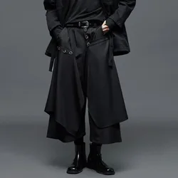 Y2k düzensiz çift katmanlı rahat etek pantolon japon Harajuku Streetwear kişilik yönlü samuray etek Unisex 2024 yeni