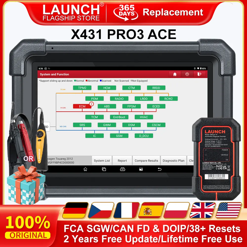 

LAUNCH X431 PRO3 ACE Автомобильный диагностический инструмент OBD2 сканер Полные системы ADAS Калибровочная направляющая Функция DBScar VII 10,1-дюймовый экран
