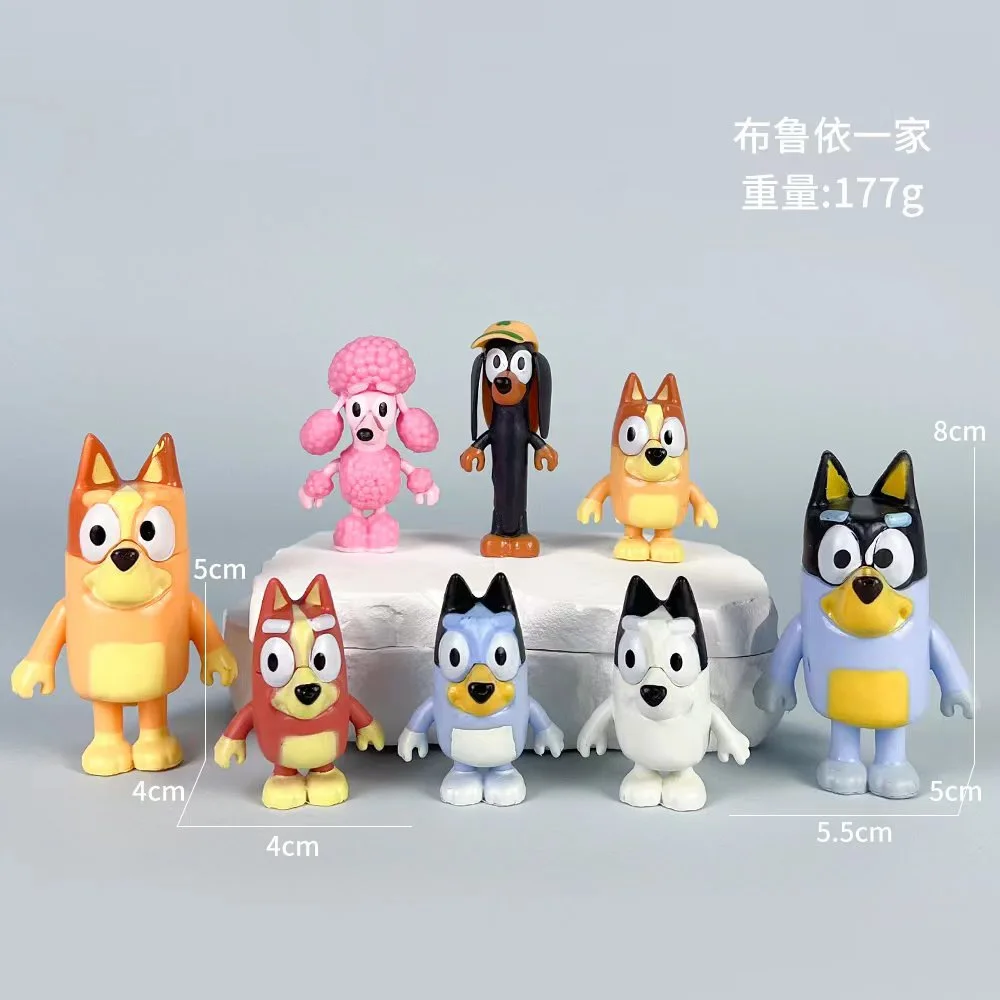 8pcs Anime Kawaii Dog Doll Action Figures Ornament Handmade Model Kids Collectible Adorable Toys Birthday Gifts