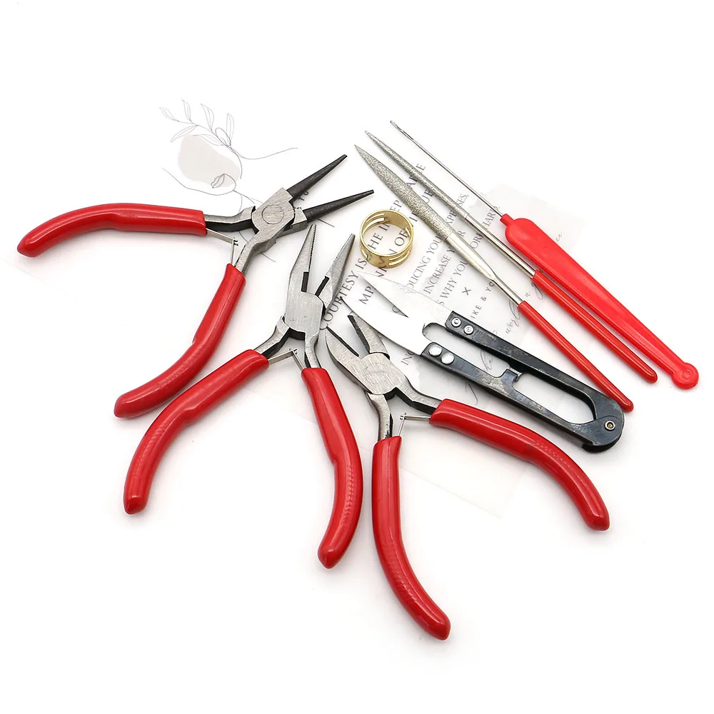 8-piece-diy-handmade-jewelry-tool-kit-round-nose-pliers-needle-nose-pliers-open-end-scissors-threader-crochet-hook-jewelry-tools
