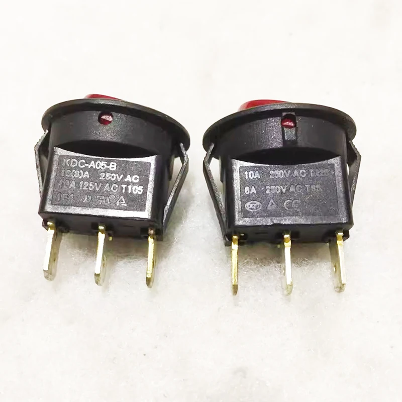 1~5pcs/lot KCD-A05-B Circular boat switch with light 3 pin 2 speed boat switch 10A 250V Super power