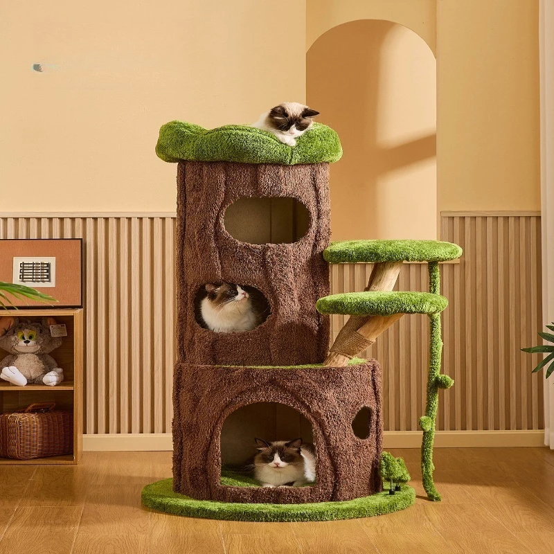 Solid wood climbing frame, nest, scratching board, integrated small apartment, does not occupy space, hemp shelf