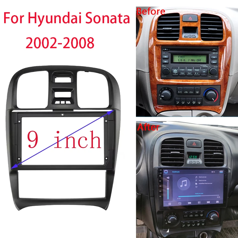 

Car Radio frame 2Din Audio Face Plate Fascia For Hyundai Sonata 2002-2008 Moinca 9 Inch Big Screen Stereo Panel Dash Mount