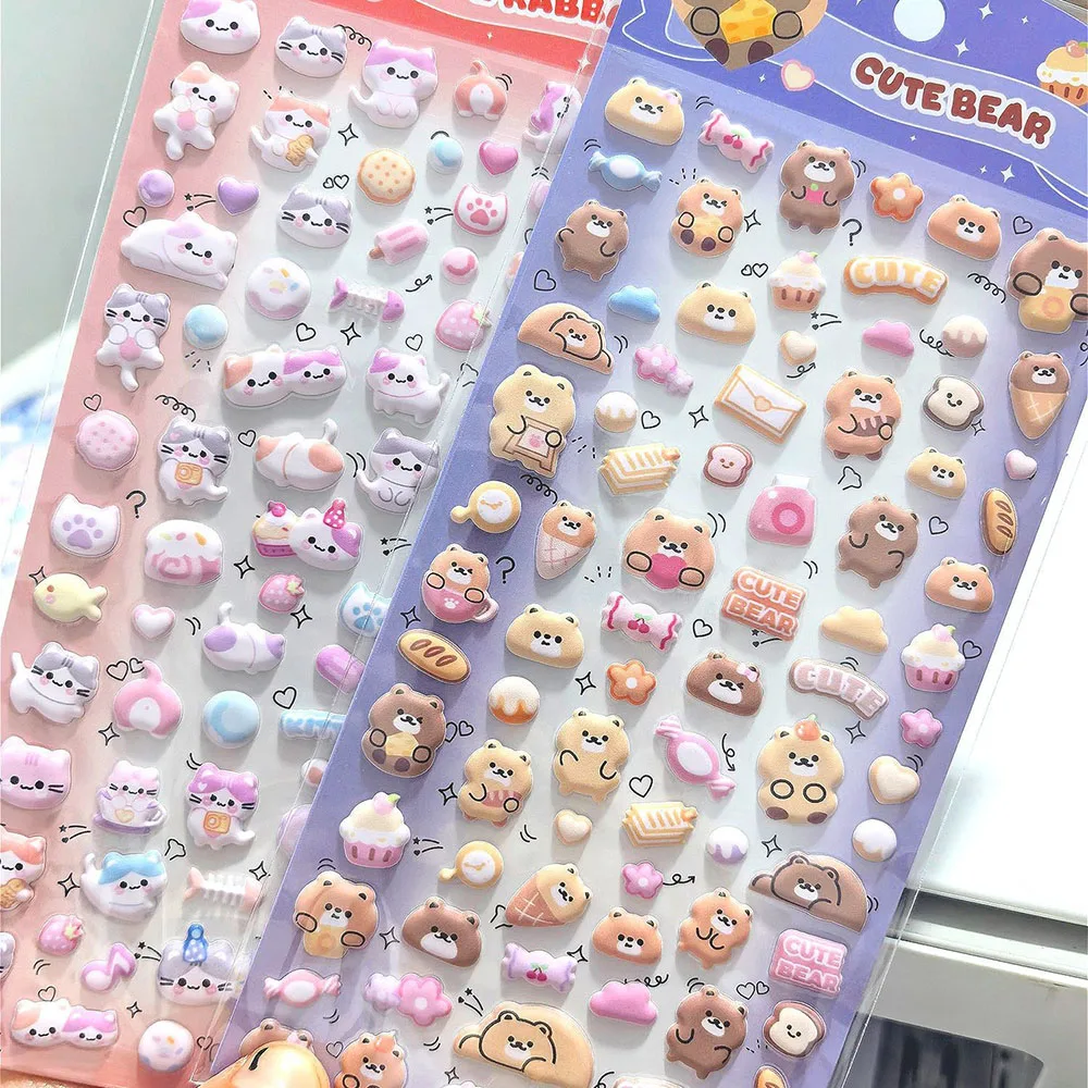 

4PCS Kawaii Cat & Rabbit Cartoon Animal 3D Foam Stickers for Scrapbooking & Mobile Phone Decoration DIY Stickers