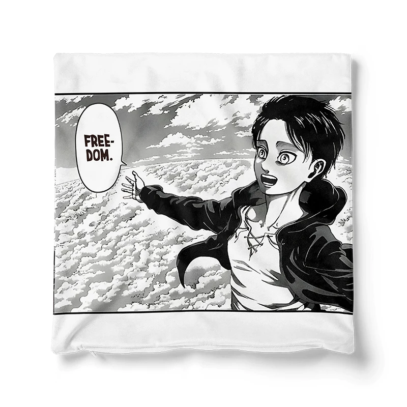 Gaslight Gatekeep Girlboss Eren Jaeger Obsessed with Freedom Throw Pillow Covers Cushion Cases for Couch Bedroom 45cm x 45cm