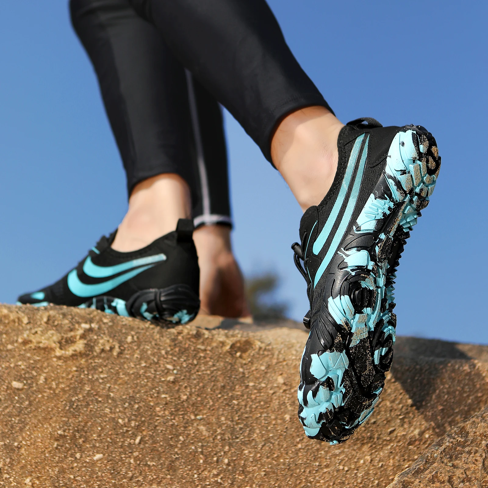 

Black Royal Blue Water Shoes Unisex Quick Dry Non-slip Breathable Outdoor Beach Hiking Swimming Wading Aqua Sneakers
