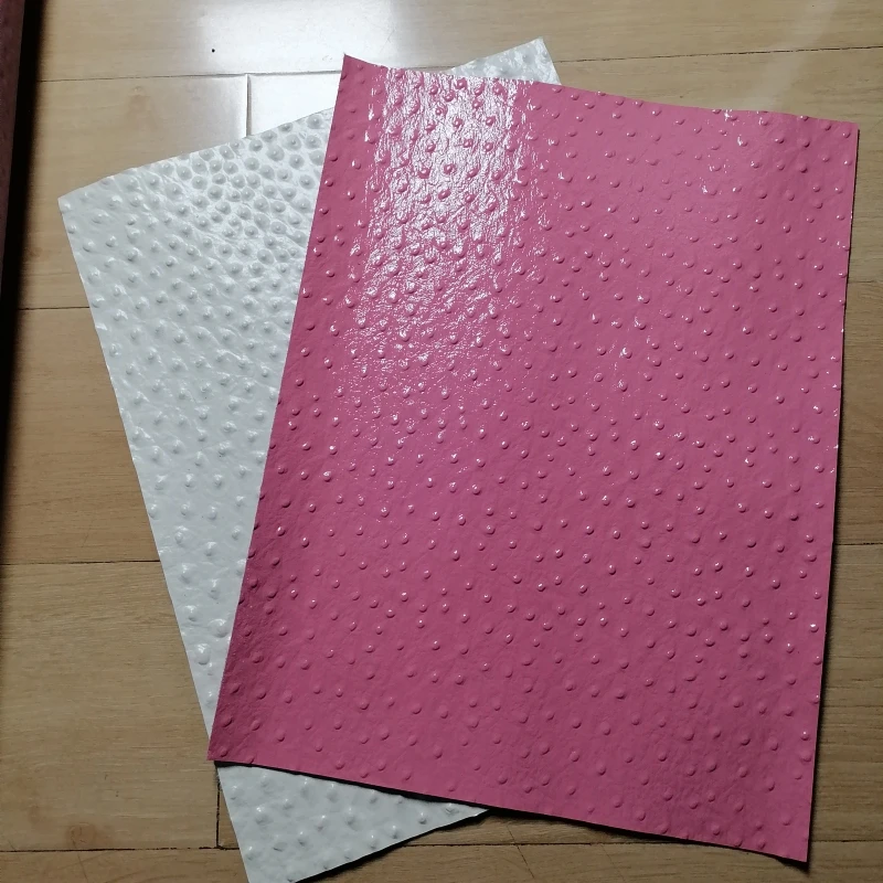 

1.2mm Pink/ White Ostrich Grain Cowhide, Top-Grain Genuine Leather,Whole Piece Cutting. Great For Bag Making Handmade DIY Crafts