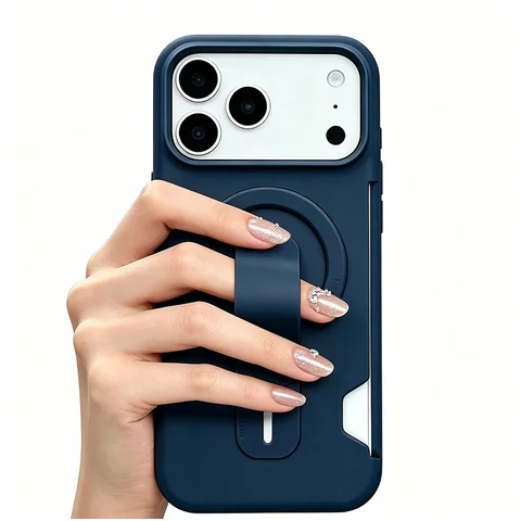 Funda de Lujo con Soporte Magnético para Tarjetas Compatible con MagSafe, Funda Protectora de Silicona Antigolpes para iPhone 17 Pro Max 17 16 15 14 13