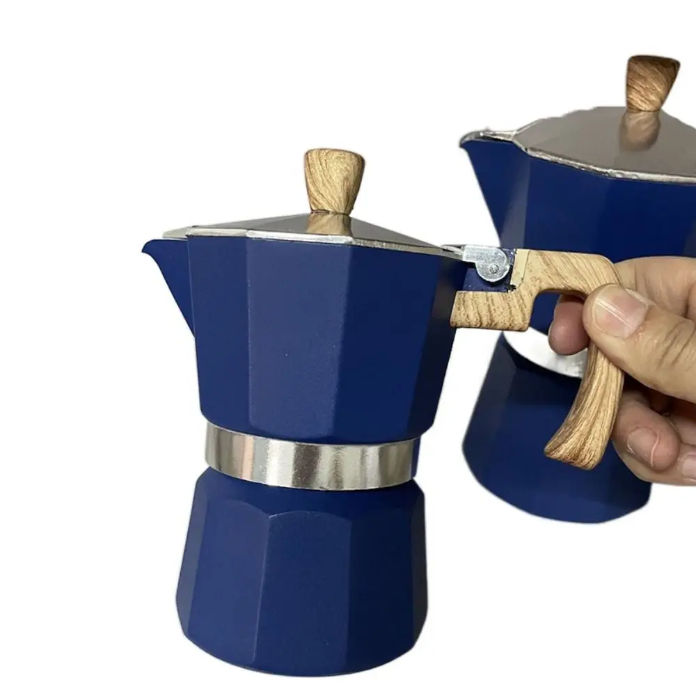 

Vintage Octagonal Aluminum Moka Pot 150ml/300ml Wood Pattern Handle Brewing Coffee Pot Durable Espresso Maker Pot Italian Coffee