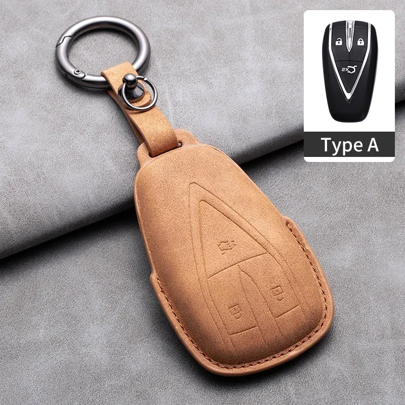 Leather Car Key Case Cover Fob For Changan CS35PLUS CS35 Plus CS55 PLUS CS75 PLUS Eado UNI-T UNI K Oushang X5 X7 EV 2019-2022