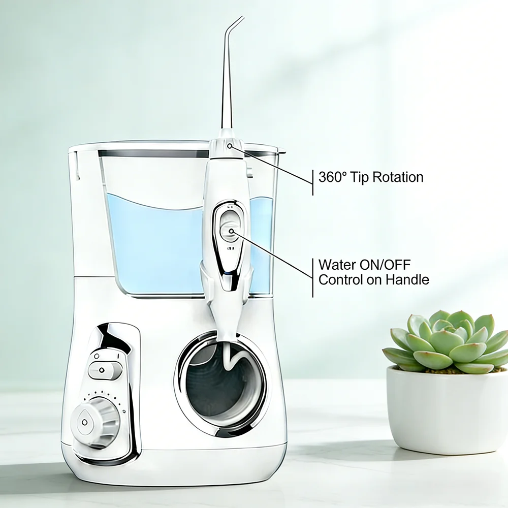 

800ML Electric Countertop Dental Irrigator 10 Modes 5 Nozzles Water Flosser for Deep Clean & Oral Hygiene