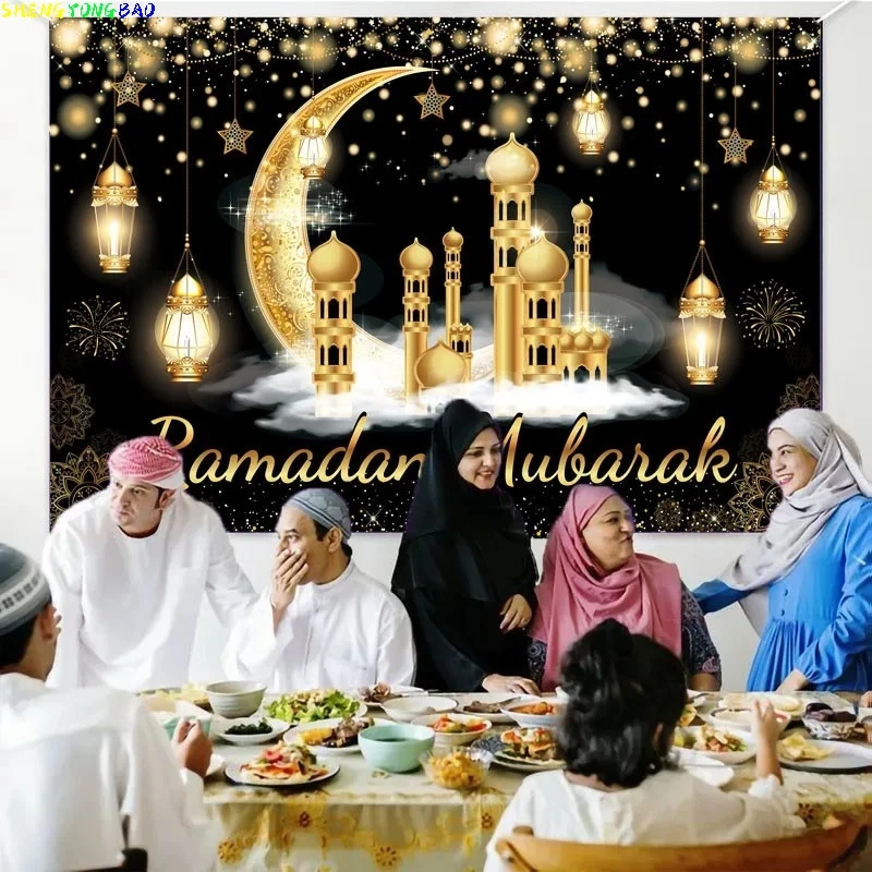 Eid Kareem Photography Backdrop Moon Ramadan Mubarak Decorations Prop For Home Muslims Al Adha Photo Studio Background KZ-01