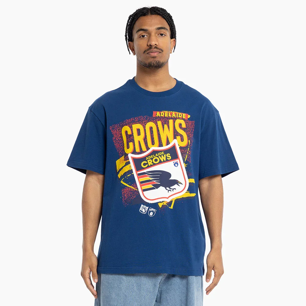 2025 تي شيرت Adelaide Crows x Mitchell & Ness Blue للتدريب القابل للتنفس! شعار ريترو × لمحبي الجنسين والذوق الحضري! #1