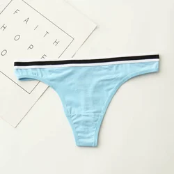 Cotton Sexy Thong Elastic Waistband Striped T-back Women's Soft Skin-Friendly Underwear Low-Rise Panty Ladies Intimates