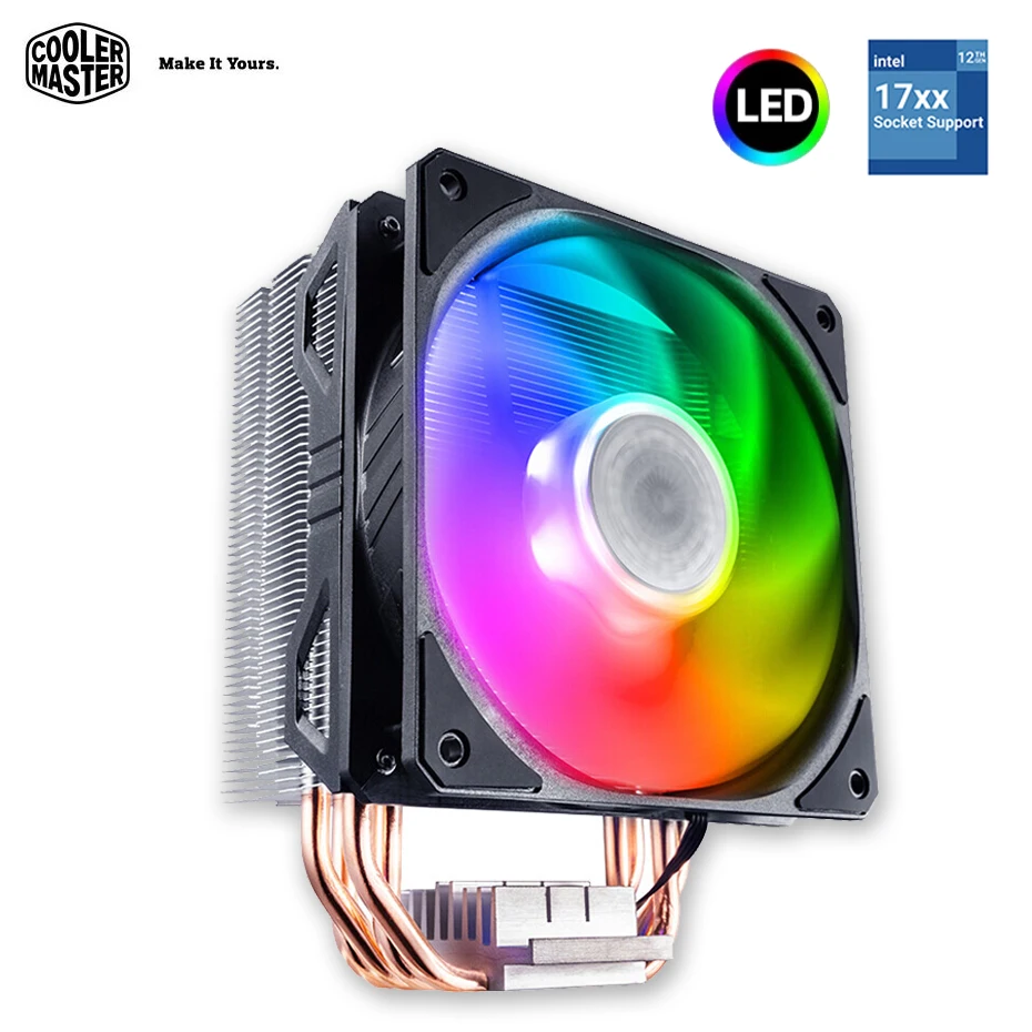 

Cooler Master T400i цветная версия 4 тепловых процессора кулер 12 см вентилятор тихий радиатор для Intel LGA1700/115X/1200 воздушное охлаждение