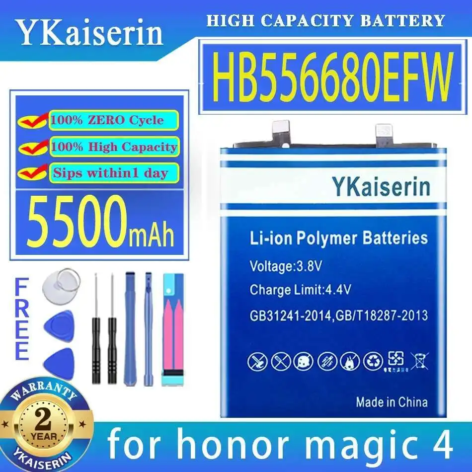 

Safe For Huawei Honor Magic 4 Magic4 HB556680EFW Reliable Power Supply Mobile Phone Battery 5500Mah