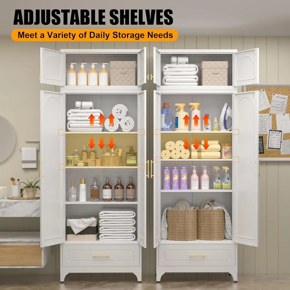 خزانة مطبخ بيضاء بطول 90 بوصة قابلة للتعديل مع أدراج #5