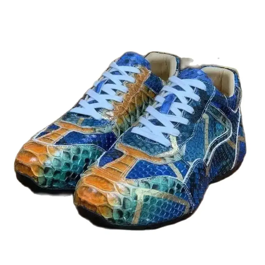 

BATMO 2024 new arrival Fashion Snake Skin causal shoes men,male Genuine leather Sneakers PDD447