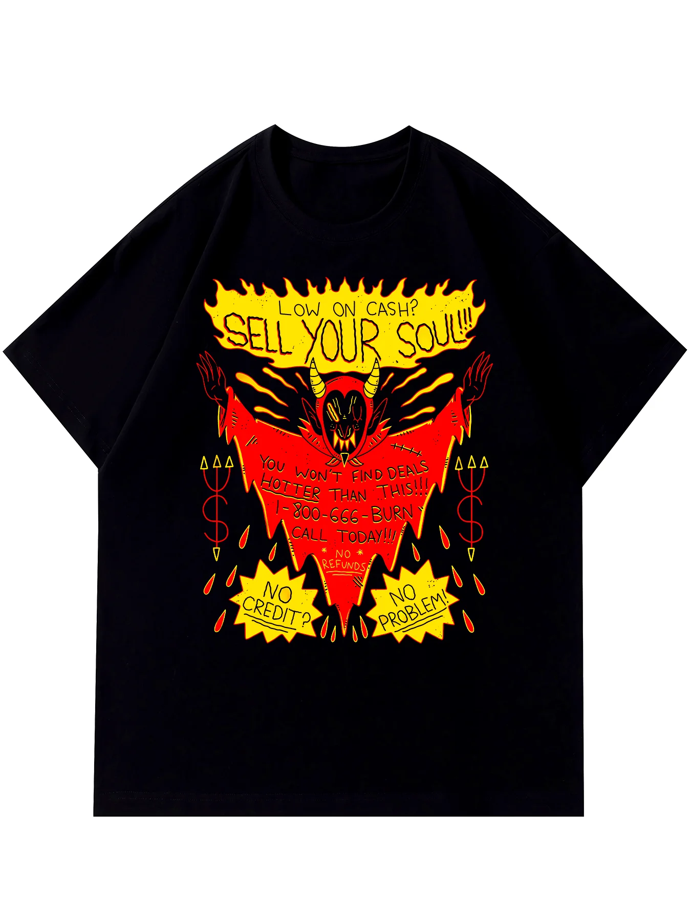 TALENT LOADING Men's Devil Retro Cotton T Shirt  Black Streetwear Graphic Tee with Witch Hat Bats I Put a Spell on You