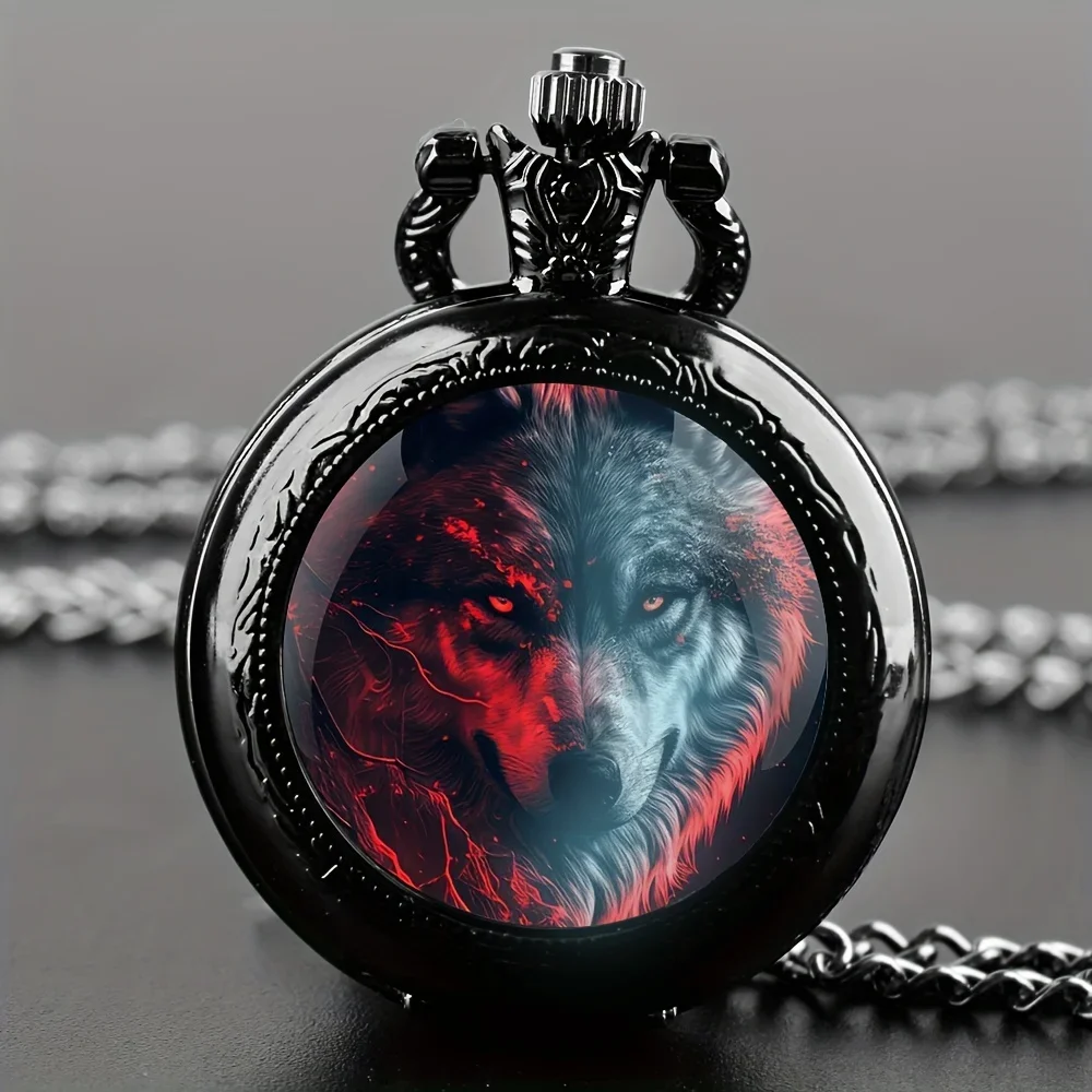 

Наручные часы-кулон с декоративным элементом - Ретро-круглые, персонализированные, модные, кварцевые - Модные аксессуары с красочным узором - Подарок - Серия «Животные»