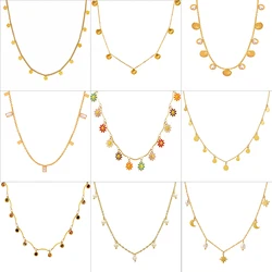 316L Stainless Steel Multi Small Pendant Necklace For Women 18K Gold Plated No Tarnish Women's Necklaces Boho Tassel Neck Chains