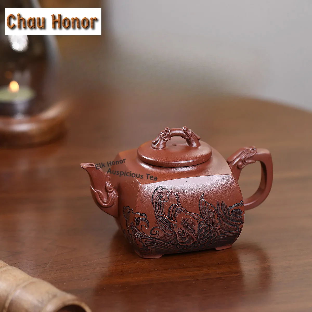 350ml Ancient Yixing Purple Clay Teapots Handmade Fish Big Splash Pot Raw Ore  Clear Water Mud Kettle With Strainer Zisha Tea