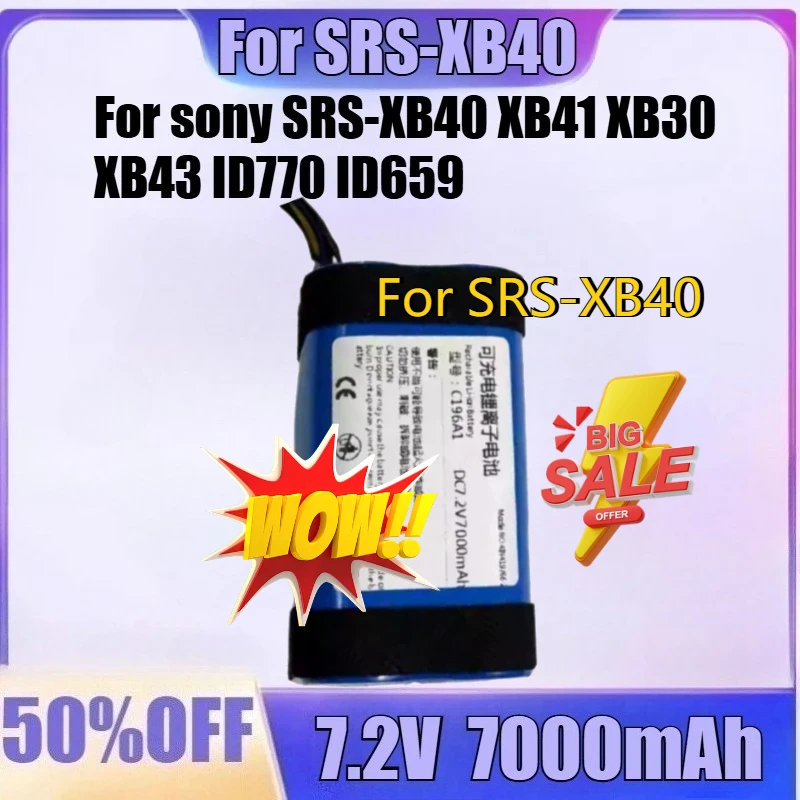 

For Sony SRS-XB40 XB41 XB30 XB43 ID770 ID659 Bluetooth Speaker Battery New 7.2V 7000mAh High Quality Battery