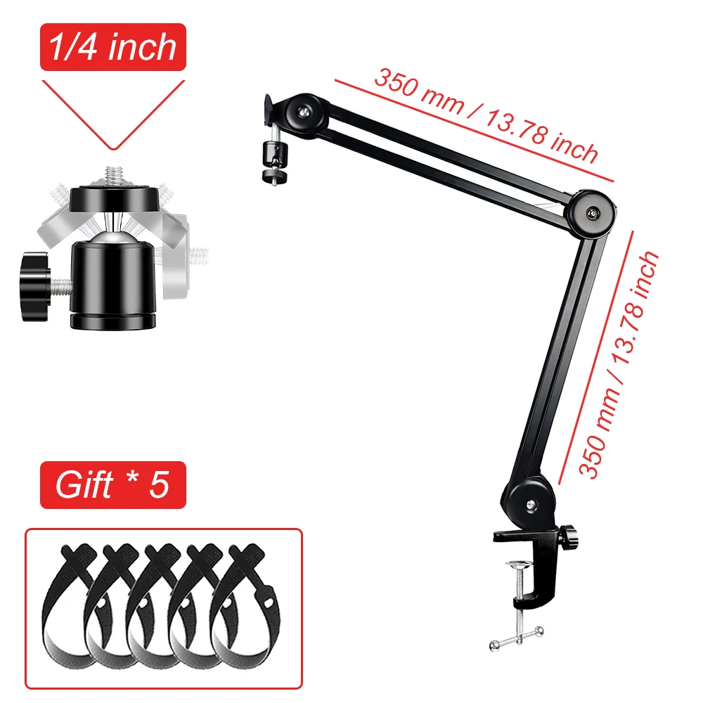 Robuster Verstellbarer Mikroskop-Armständer 2kg Tragfähigkeit 360° ° Drehbare 1/4-Zoll-Halterung für Beobachtung, Reparatur, Löten, Live-Streaming – Detail 9