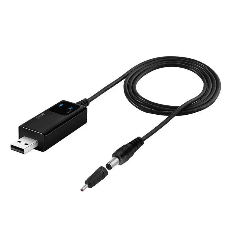 USB to DC Boost Converter Cable 5V to 12V Step Up with LED Display for WiFi Router
