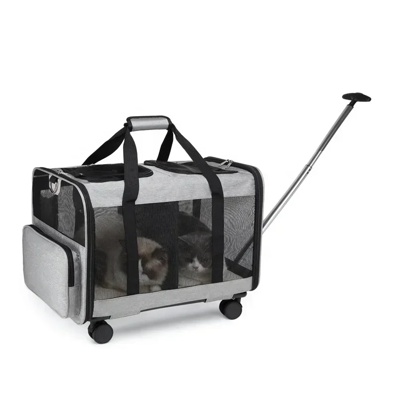 Hot SalesHot SalesStand Up Trolley para perros, cochecito, equipaje rodante para gatos, mochila con ruedas, bolsa de viaje para mascotas con cremallera y Whe