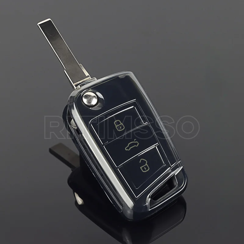 For VW Polo Skoda Octavia A7 Kodiaq Seat Ateca Leon Golf 7 MK7 VII Tiguan Soft TPU Car Key Cover Case Shell Fob Holder Protector