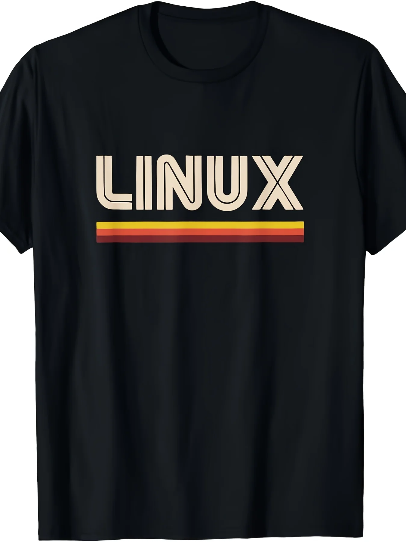 Men's Linux Retro T-shirt - Retro computer technology design with Linux print, soft and breathable crew neck short sleeves